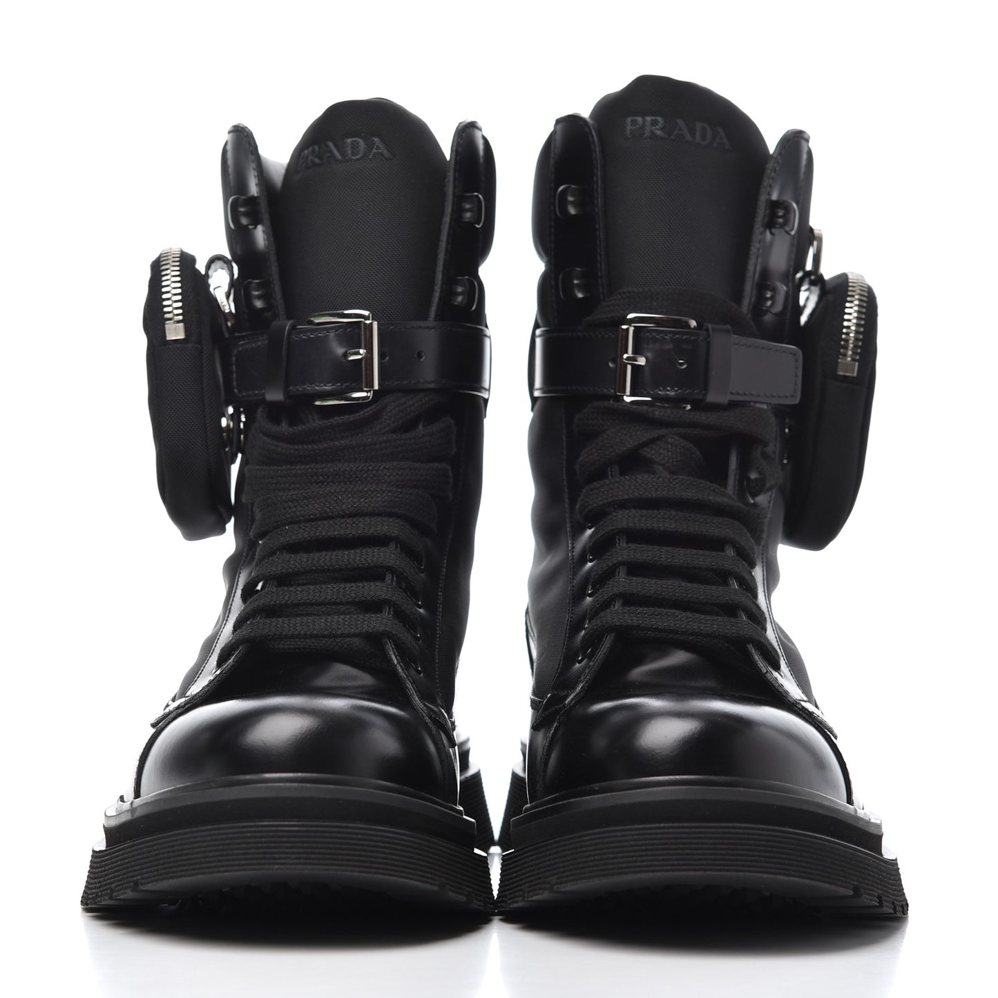 Spazzolato Roi Technical Nylon Metal Triangle Logo Mens Pouch Pocket Combat Boots 9.5 Black