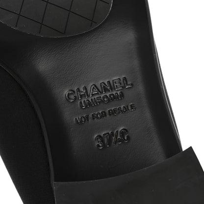 Chanel Calfskin Elastic Lace Up Cap Toe CC Loafers 37.5 Black 7 of 9