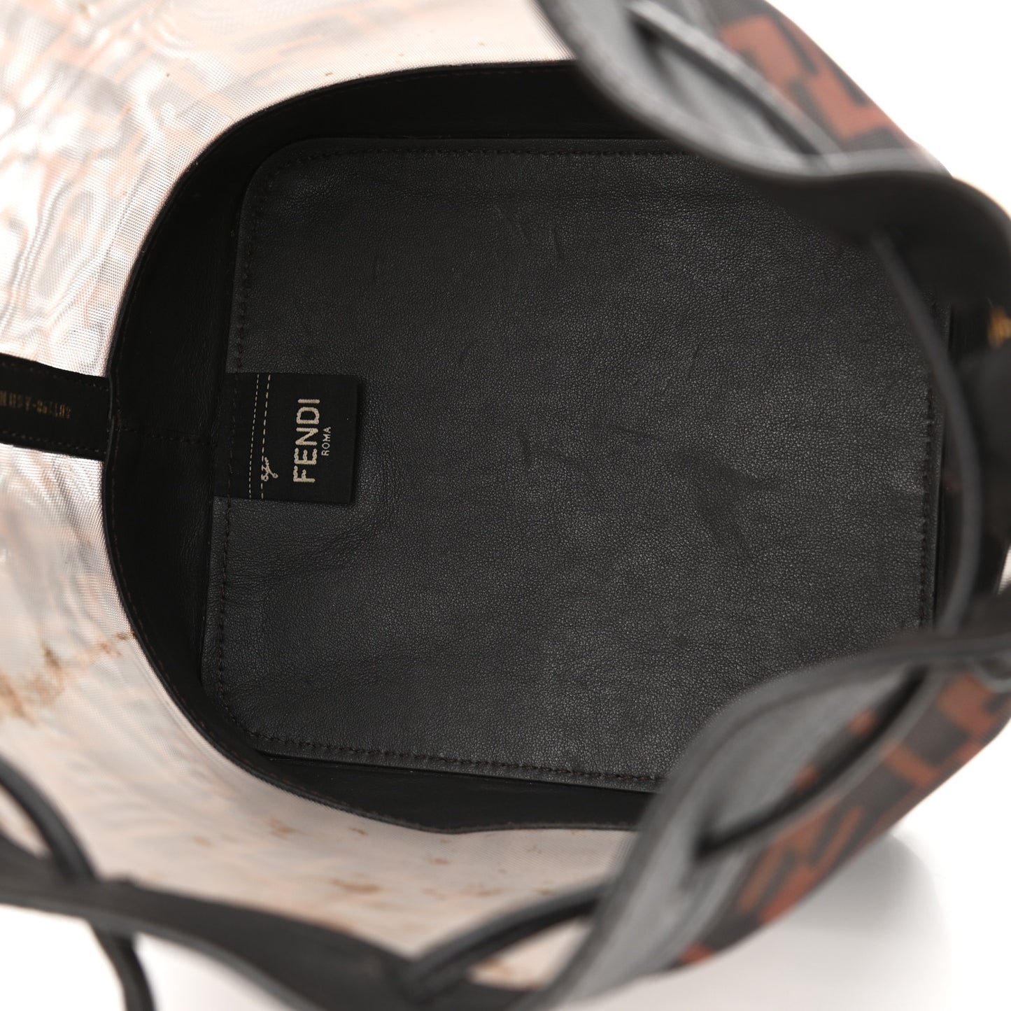 Mesh Vitello Grace F is Fendi FF 1974 Grande Mon Tresor Bucket Bag Marrone Black Ebano