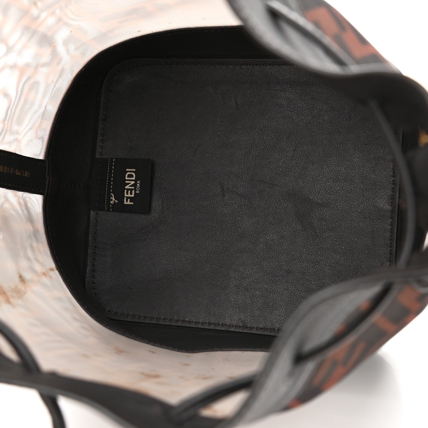 Fendi Mesh Vitello Grace F is Fendi FF 1974 Grande Mon Tresor Bucket Bag Marrone Black Ebano 4 of 11