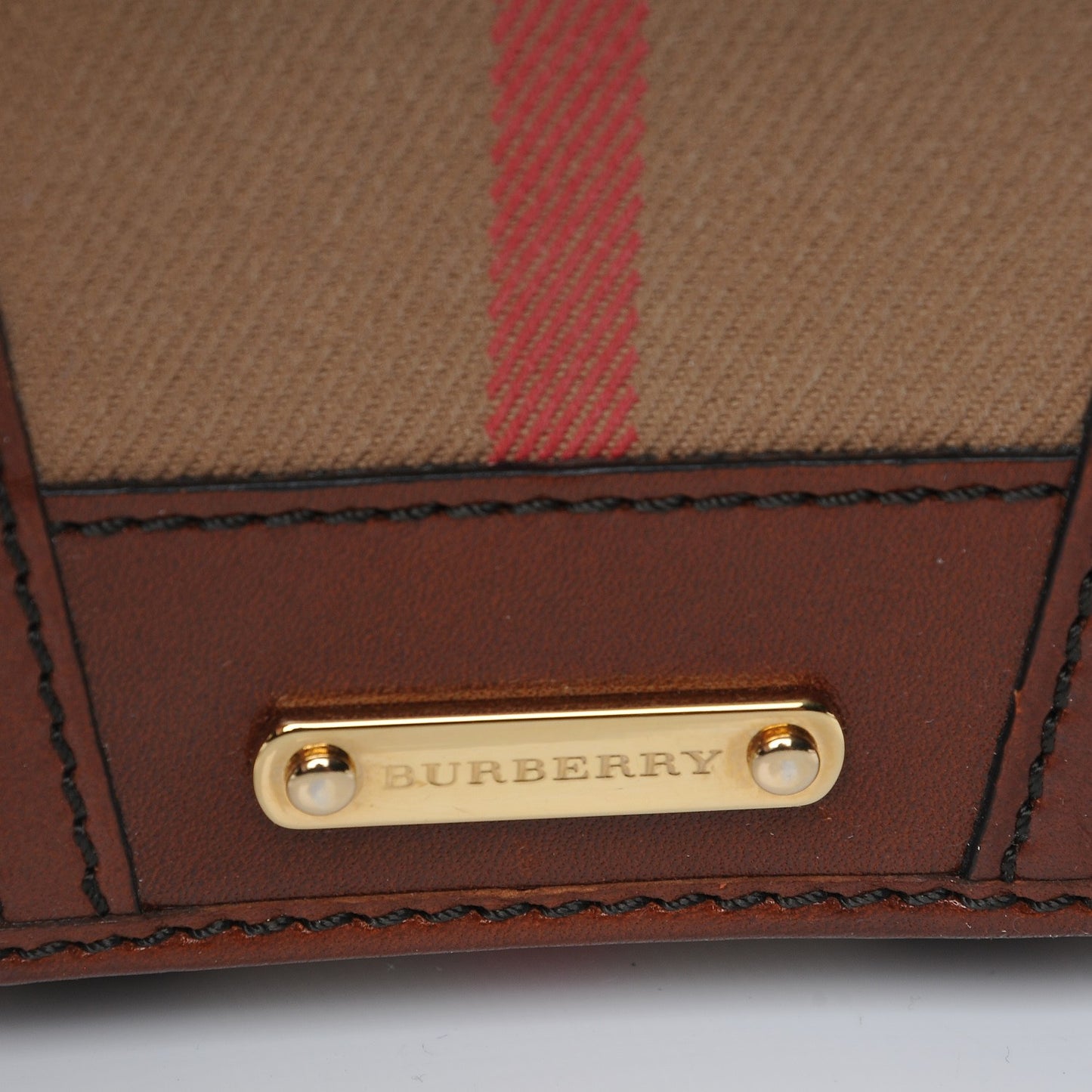 Bridle Calfskin House Check Medium Leighton Wallet Dark Tan