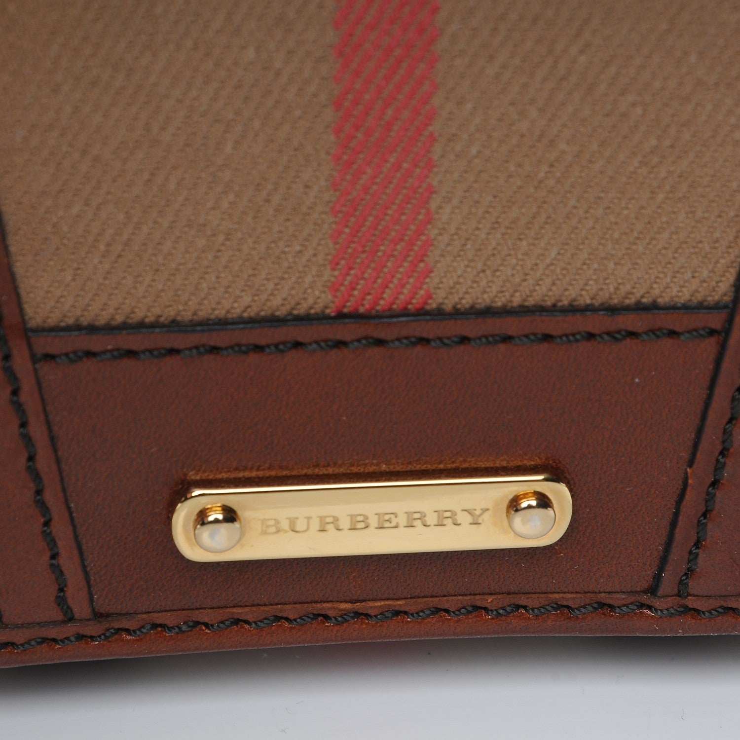 Burberry Bridle Calfskin House Check Medium Leighton Wallet Dark Tan 5 of 10