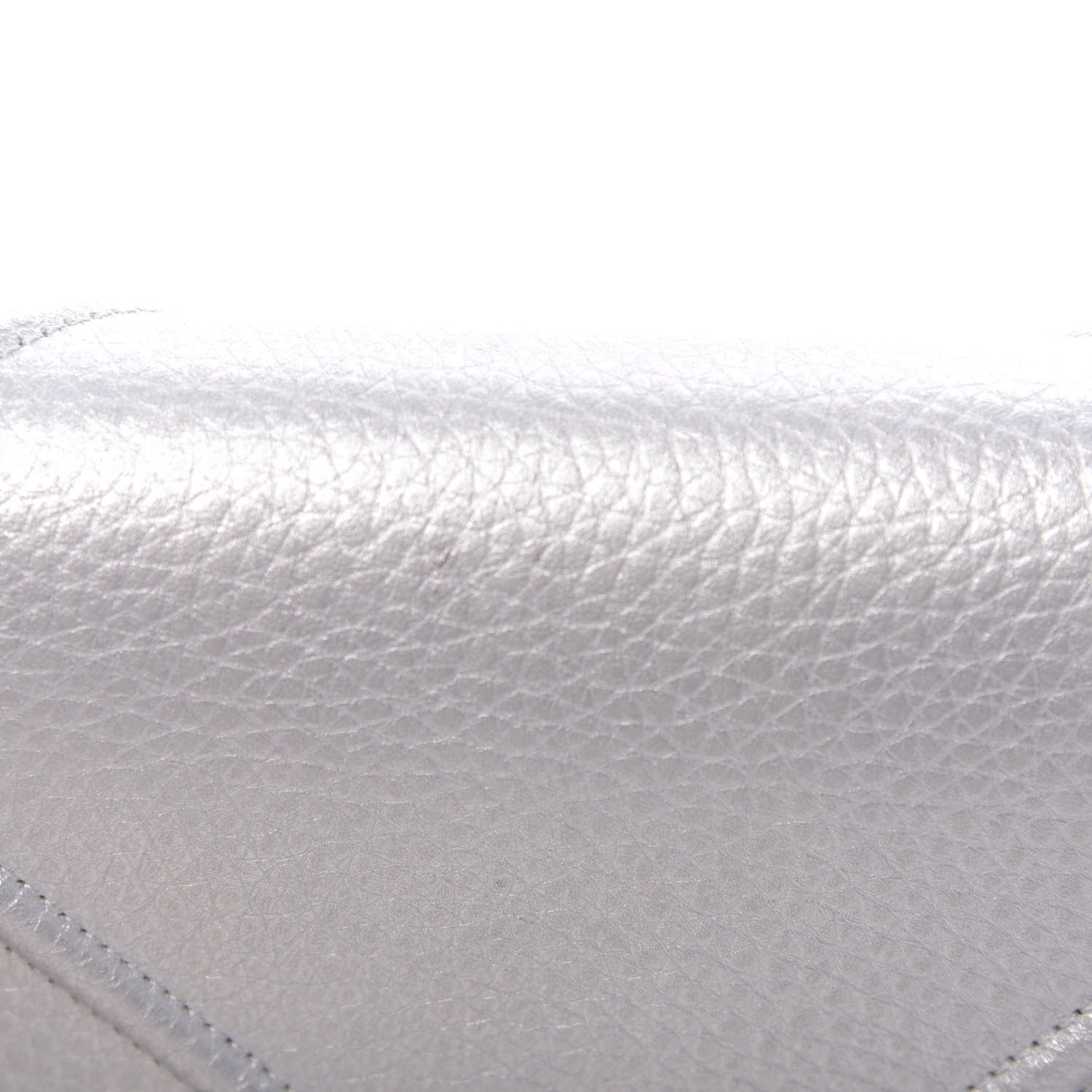 Christian Dior Metallic Grained Calfskin Diorama Wallet on Chain Pouch Silver 9 of 10