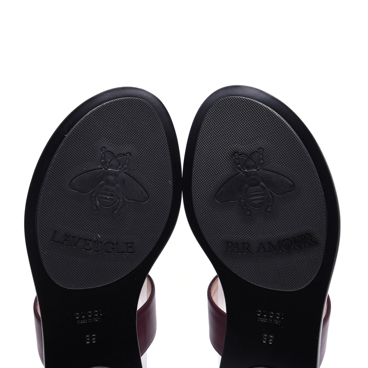 Calfskin GG Marmont Thong Sandals 39 Vintage Bordeaux