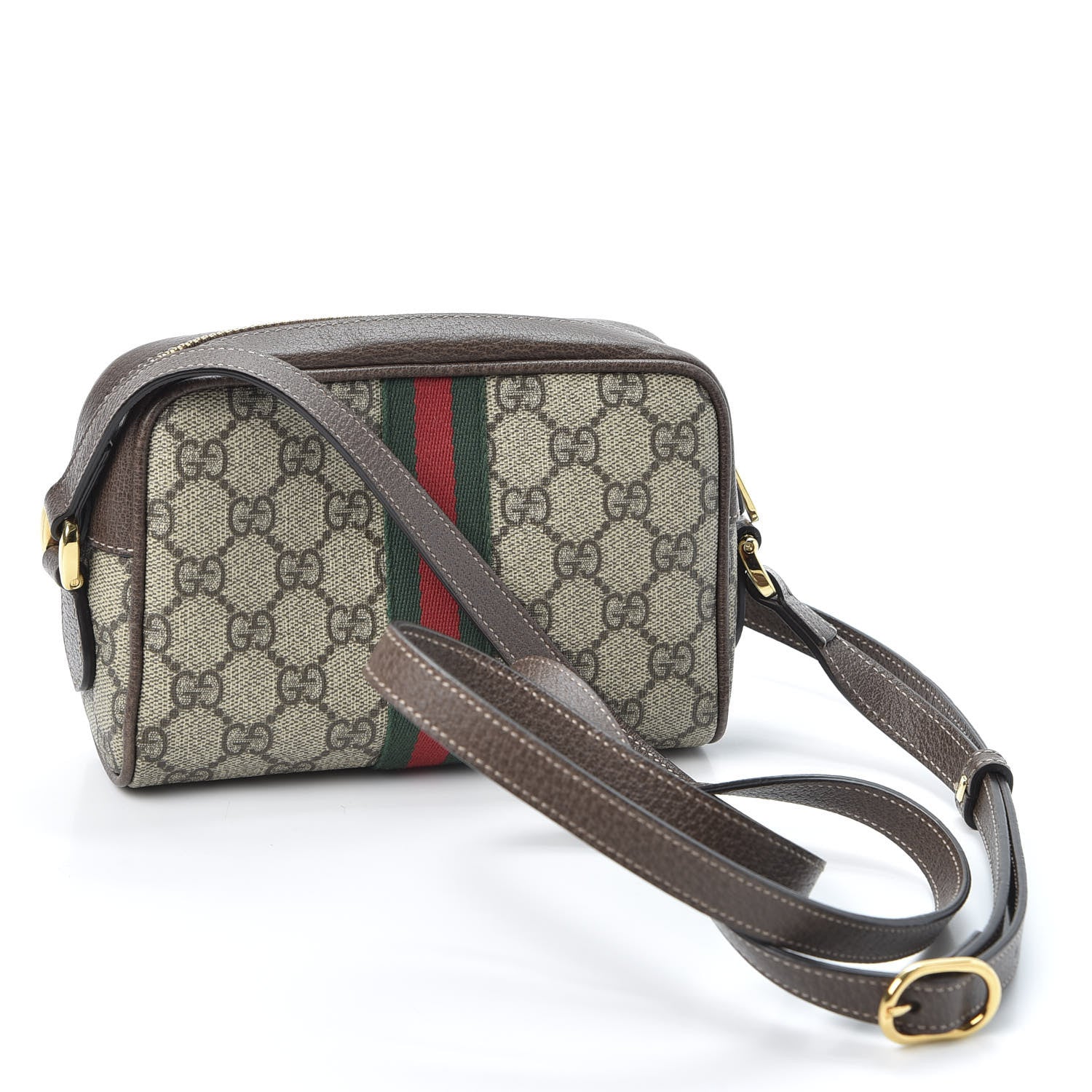 Gucci GG Supreme Monogram Web Mini Ophidia Shoulder Bag Brown 2 of 10