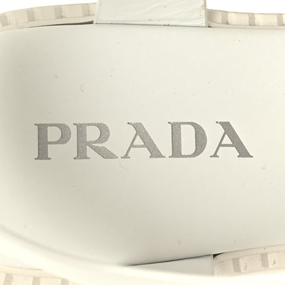 Prada Brushed Calfskin Metal Triangle Logo Fisherman Mens Sandals 9 White 8 of 8