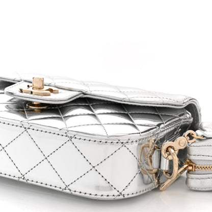 Chanel Mirror Calfskin Metallic Calfskin Quilted Hollywood Boulevard Mini Flap With Star Coin Purse Silver 11 of 11