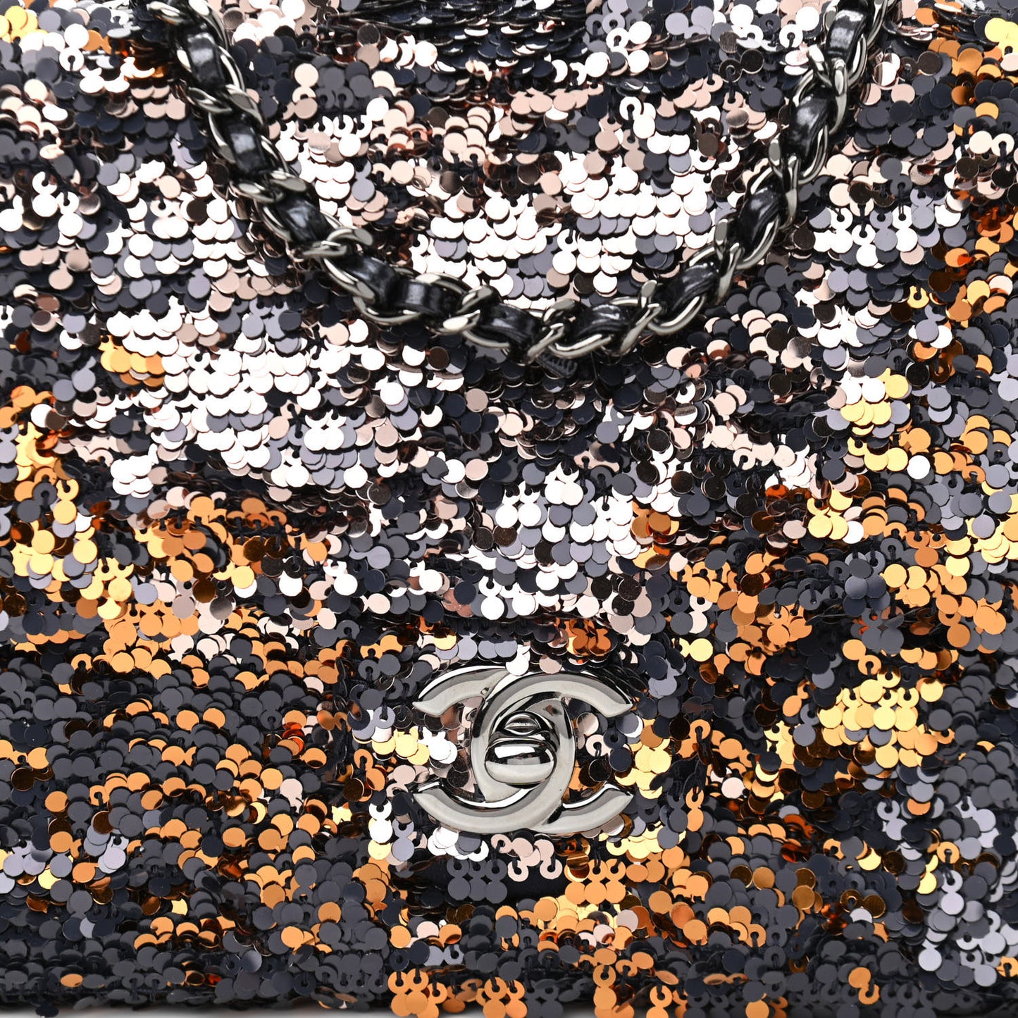 Sequin Mini Rectangular Flap Blue Gold