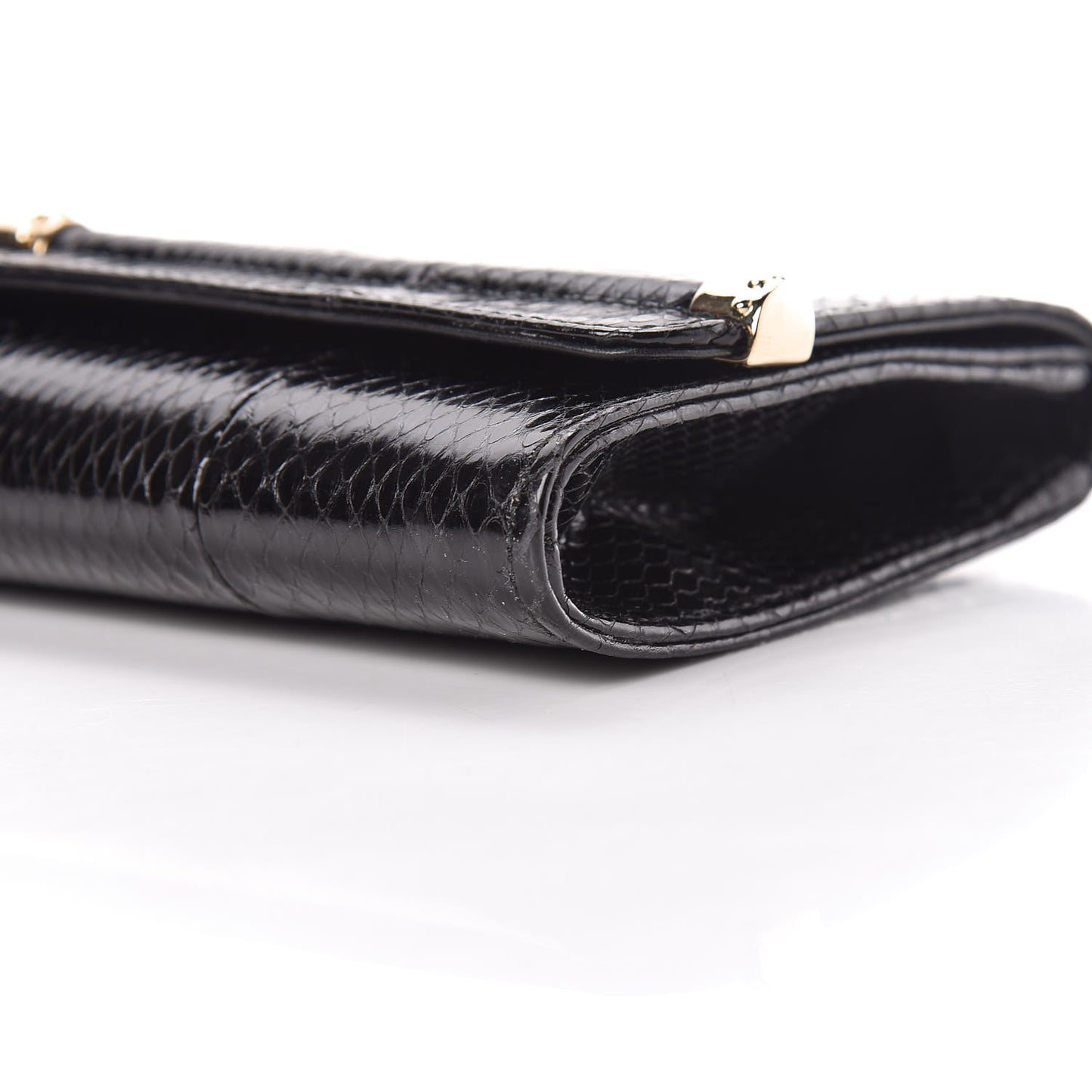 Snakeskin Broadway Clutch Black