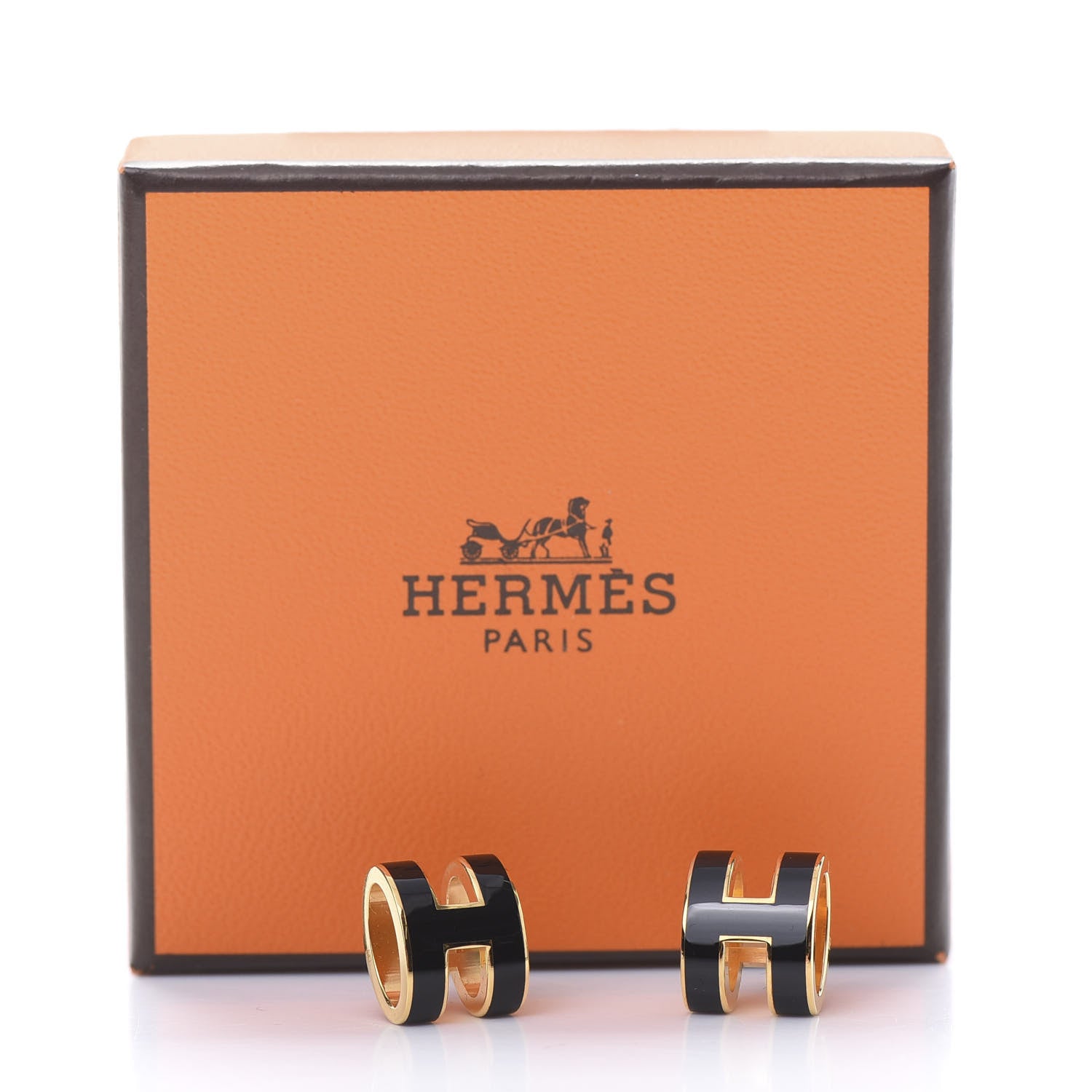 Hermes Gold Lacquered Pop H Earrings Black 7 of 7
