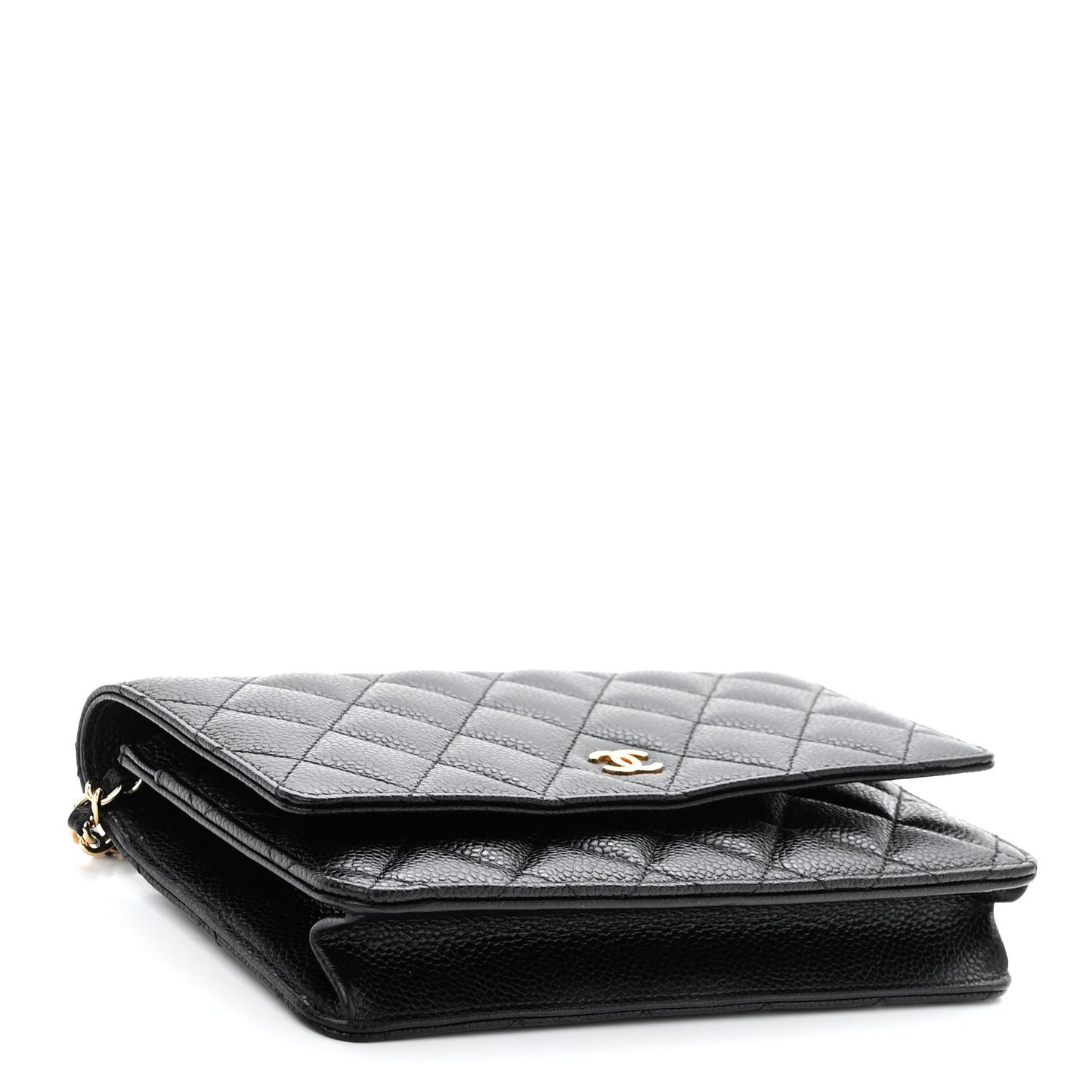 Caviar Quilted Wallet on Chain WOC Black