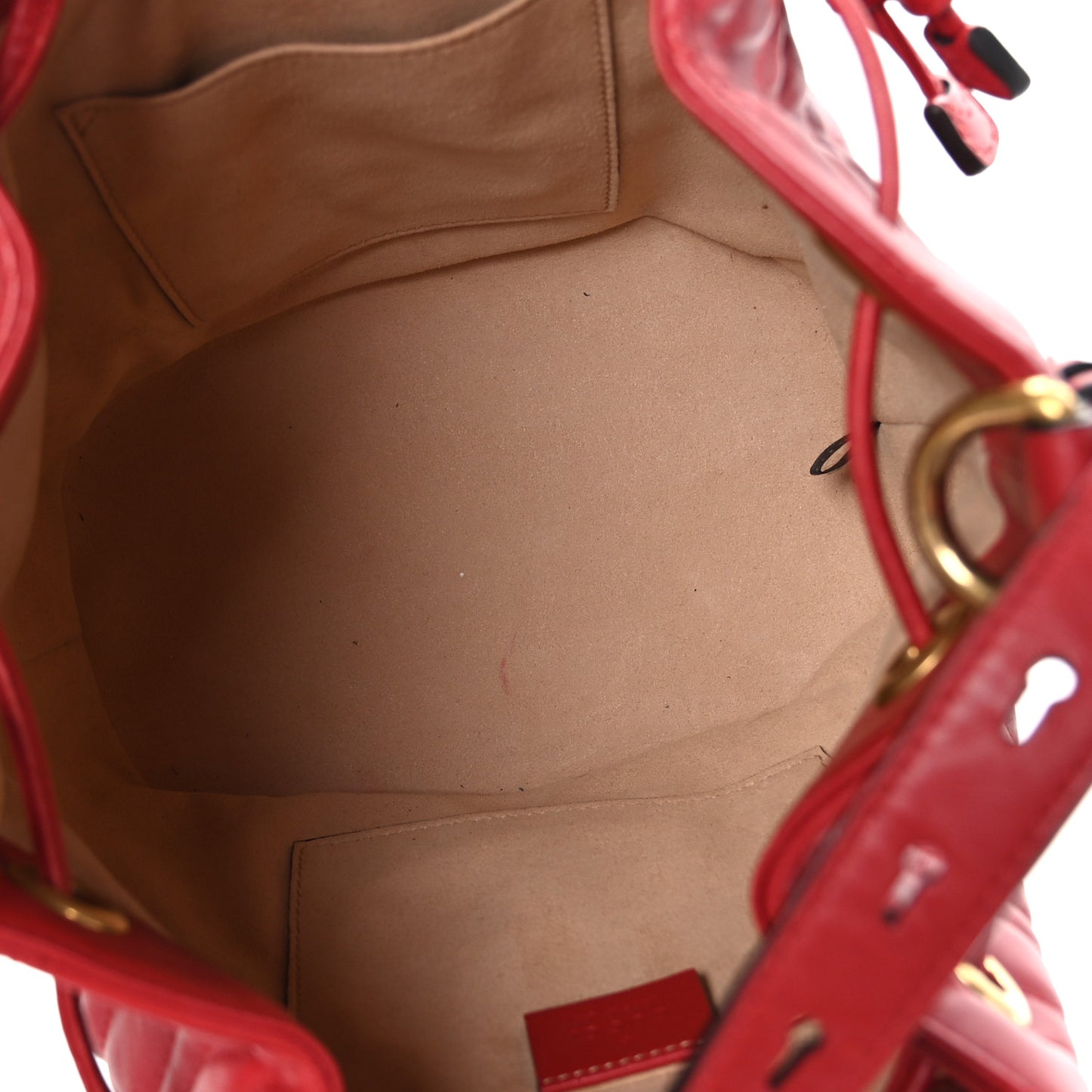 Calfskin Matelasse Sylvie Web GG Marmont Bucket Bag Hibiscus Red