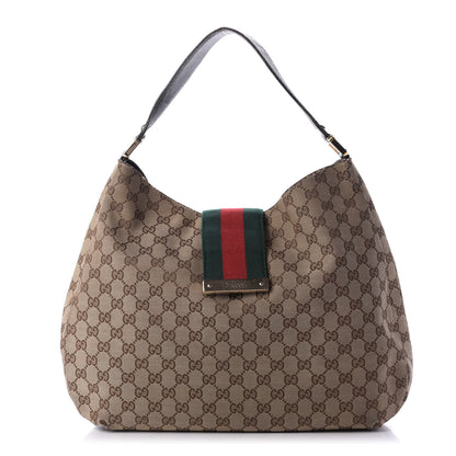 Gucci Monogram Large New Ladies Web Hobo Dark Brown 1 of 9