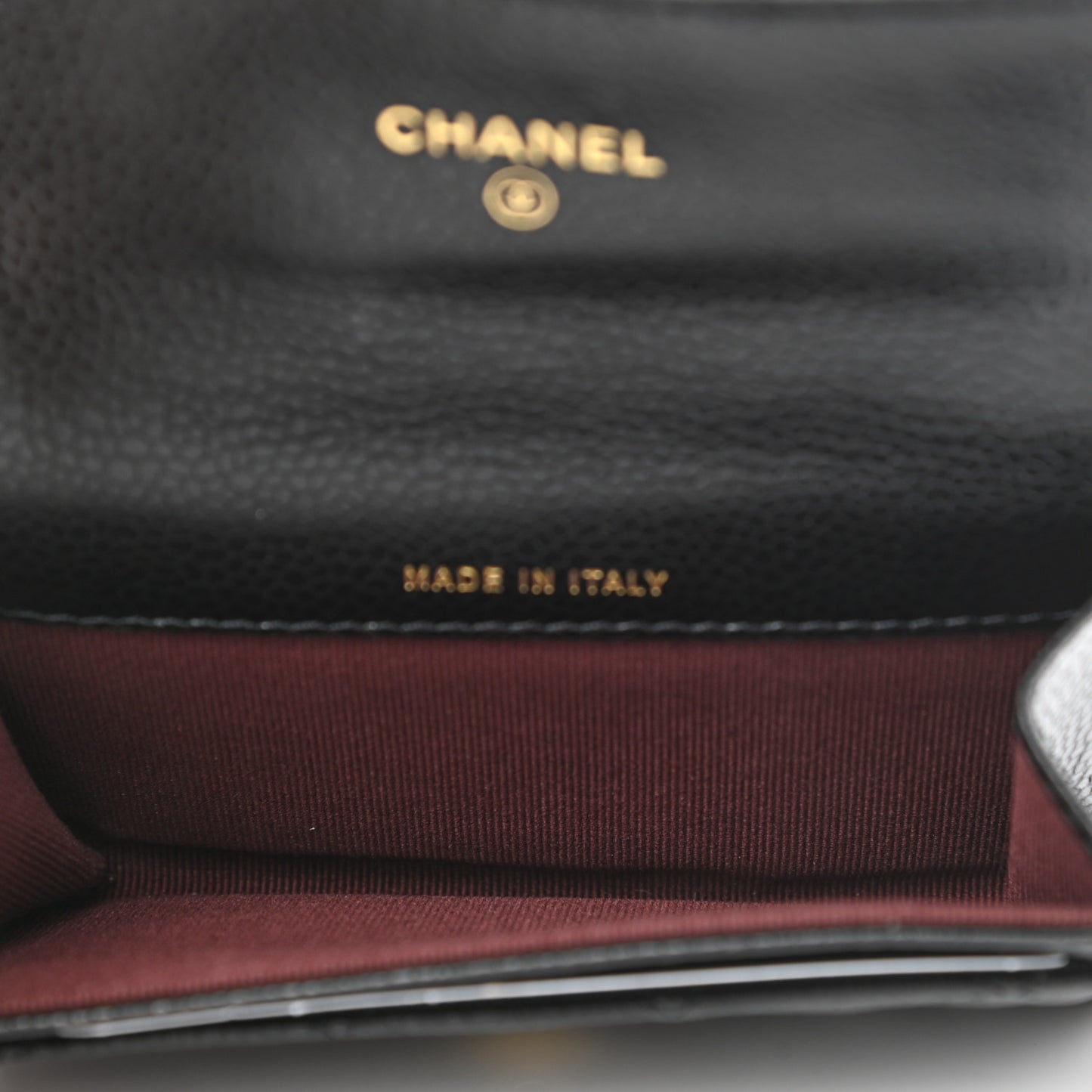 Caviar Quilted Flap Card Holder Wallet Black