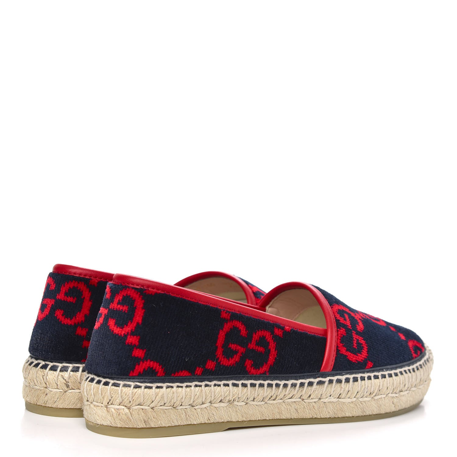 Gucci Terry Cloth GG Monogram Espadrilles 37 Blue Red 4 of 9