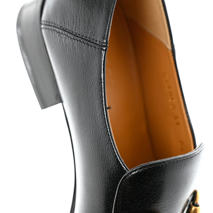 Gucci Goatskin Womens Horsebit Mid-Heel Loafers 37 Black 9 of 14