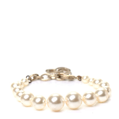 Chanel Graduated Pearl Crystal CC Bracelet Gold 3 of 4