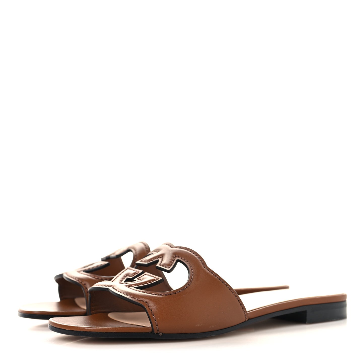 Cosmos Softy Calfskin Interlocking G Cut Out Slide Sandals 38 Cuir