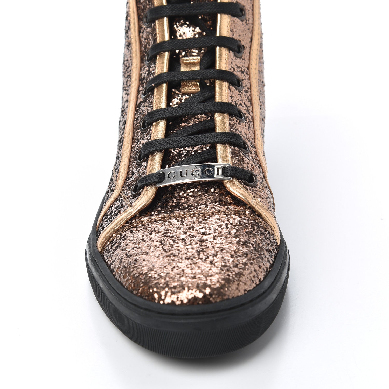 Gucci Nappa Glitter Galactica High Top Sneakers 38.5 Copper 10 of 11