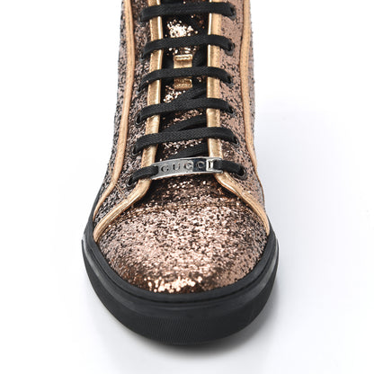 Gucci Nappa Glitter Galactica High Top Sneakers 38.5 Copper 10 of 11