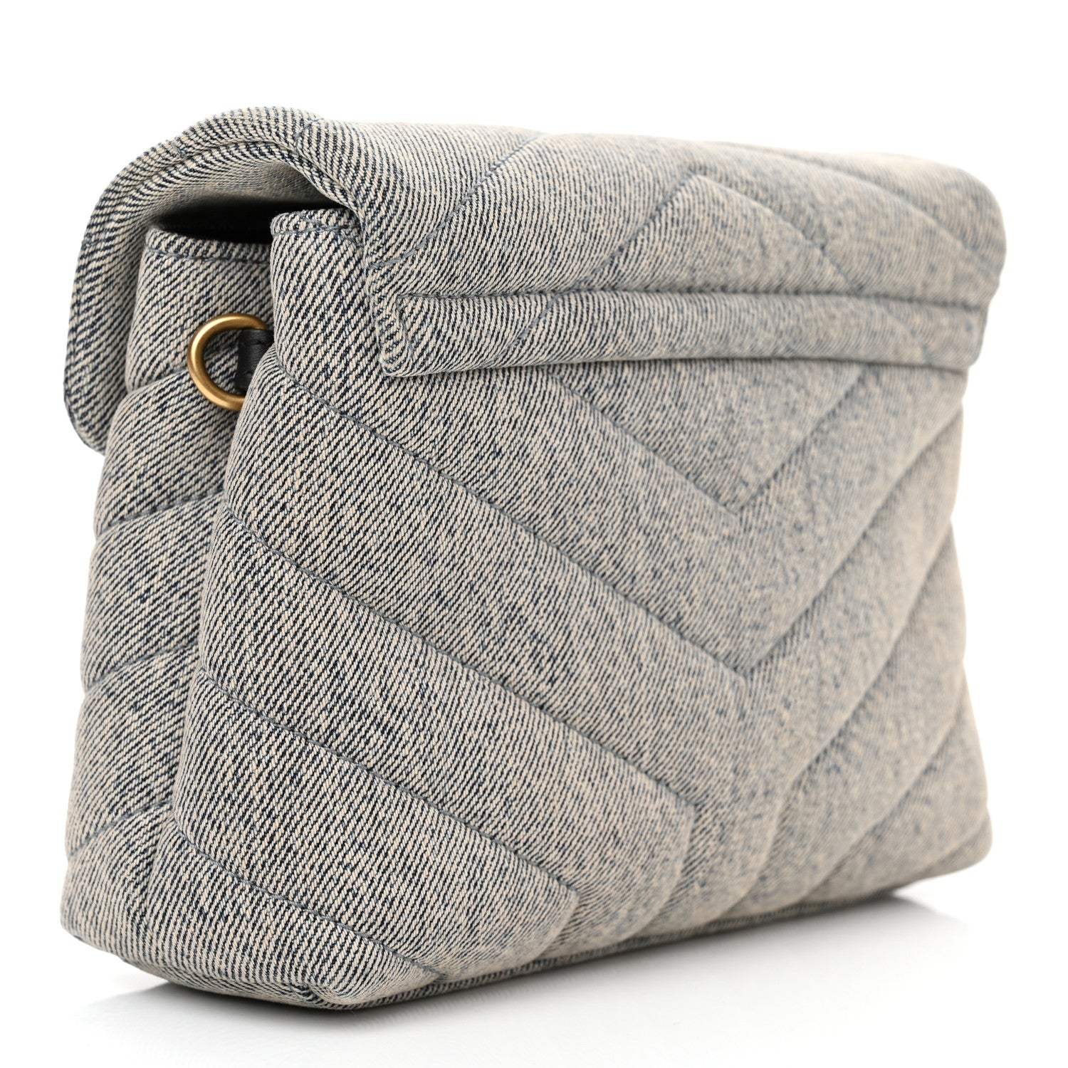 Saint Laurent Denim Y Quilted Monogram Toy Loulou Crossbody Bag Grey 3 of 10