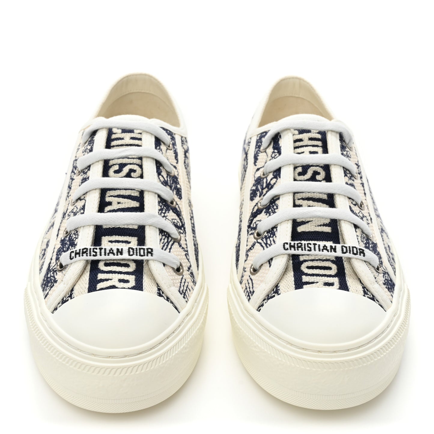 Canvas Toile De Jouy Embroidered Womens Walk Dior Low Top Sneakers 39.5 Off White Navy