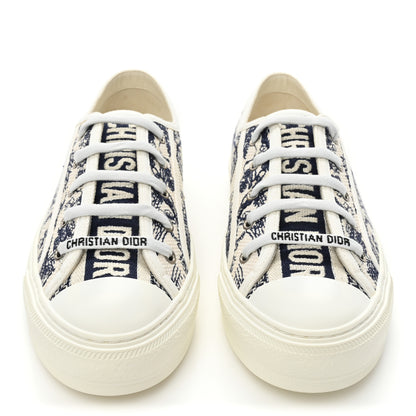 Christian Dior Canvas Toile De Jouy Embroidered Womens Walk Dior Low Top Sneakers 39.5 Off White Navy 2 of 9