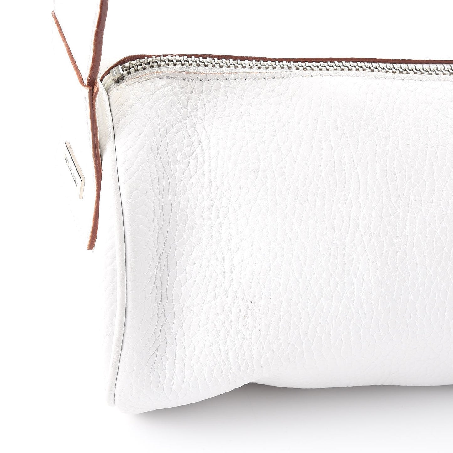 Grainy Calfskin Shoulder Bag White