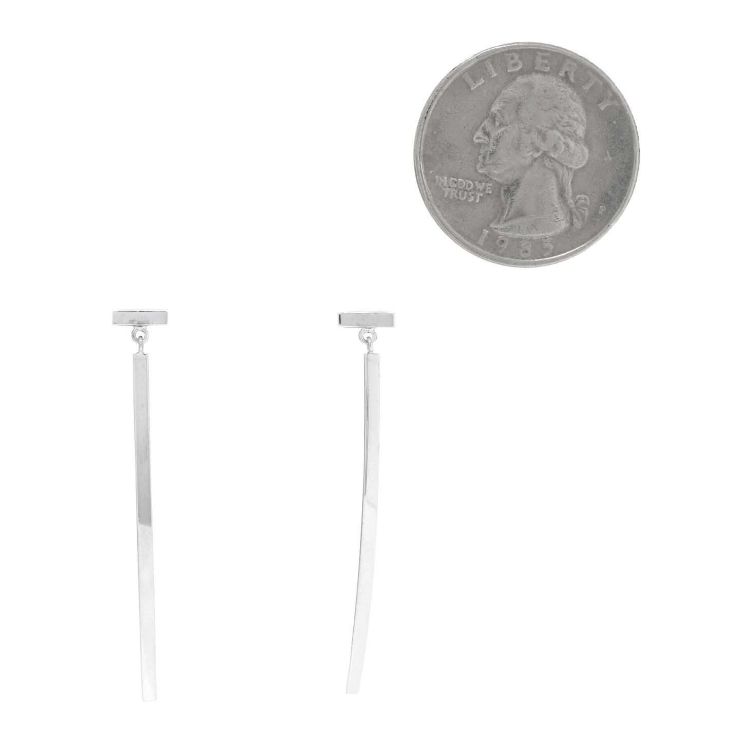 18K White Gold T Bar Earrings