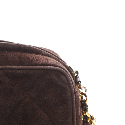Chanel Suede Quilted Tassel Camera Case Brown 10 of 11