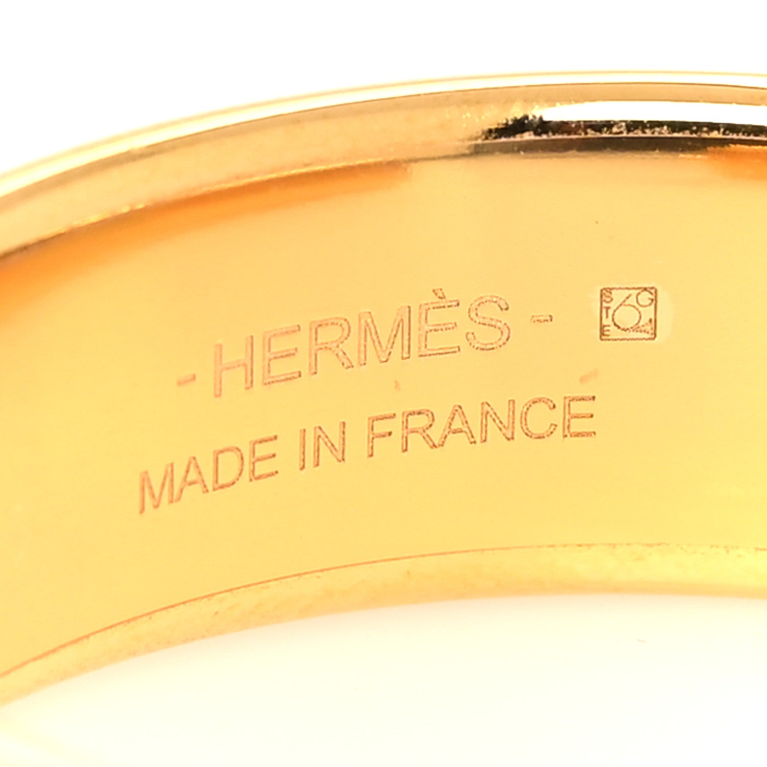 Hermes Gold Plated Box Calfskin Olympe Hoop Earrings Rouge H 4 of 4