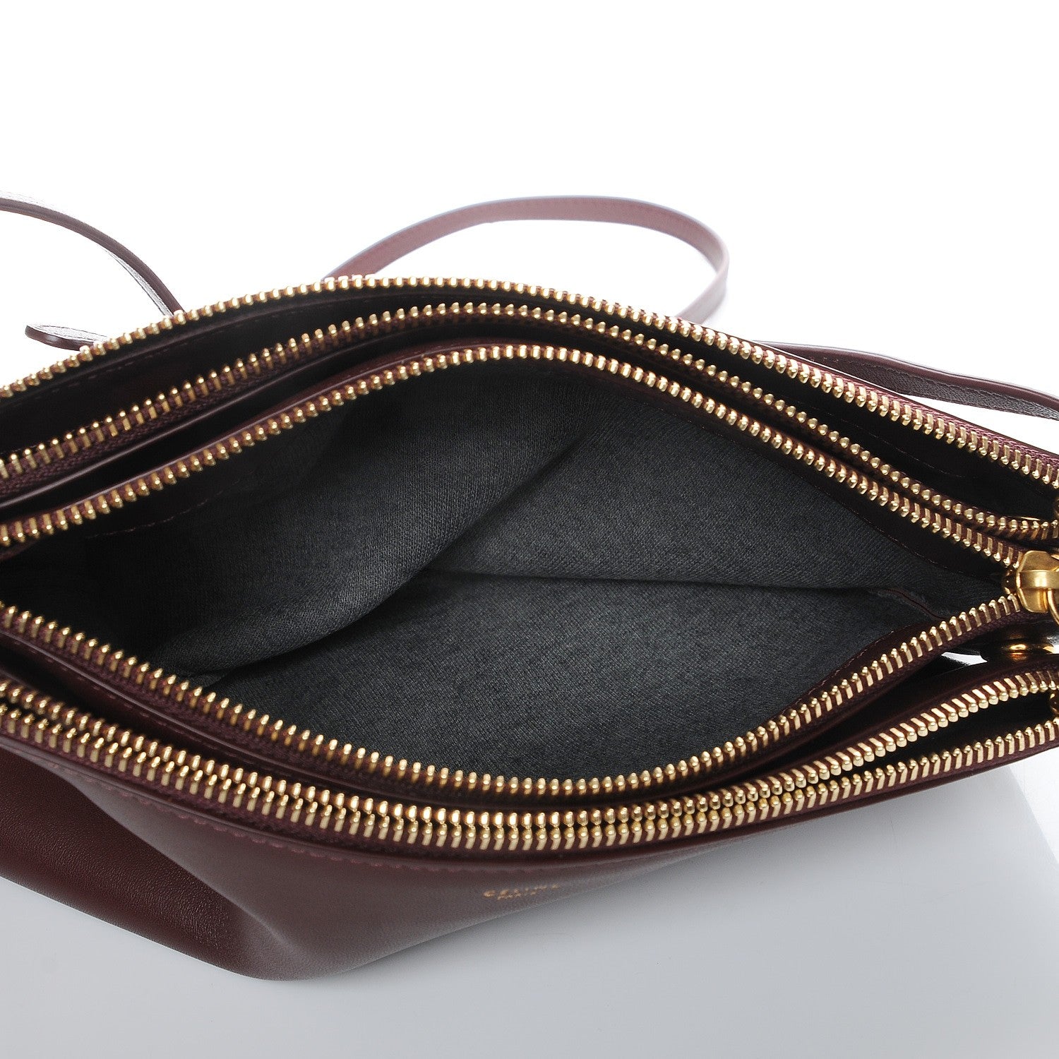 Celine Lambskin Large Trio Crossbody Bag Burgundy 5 of 7