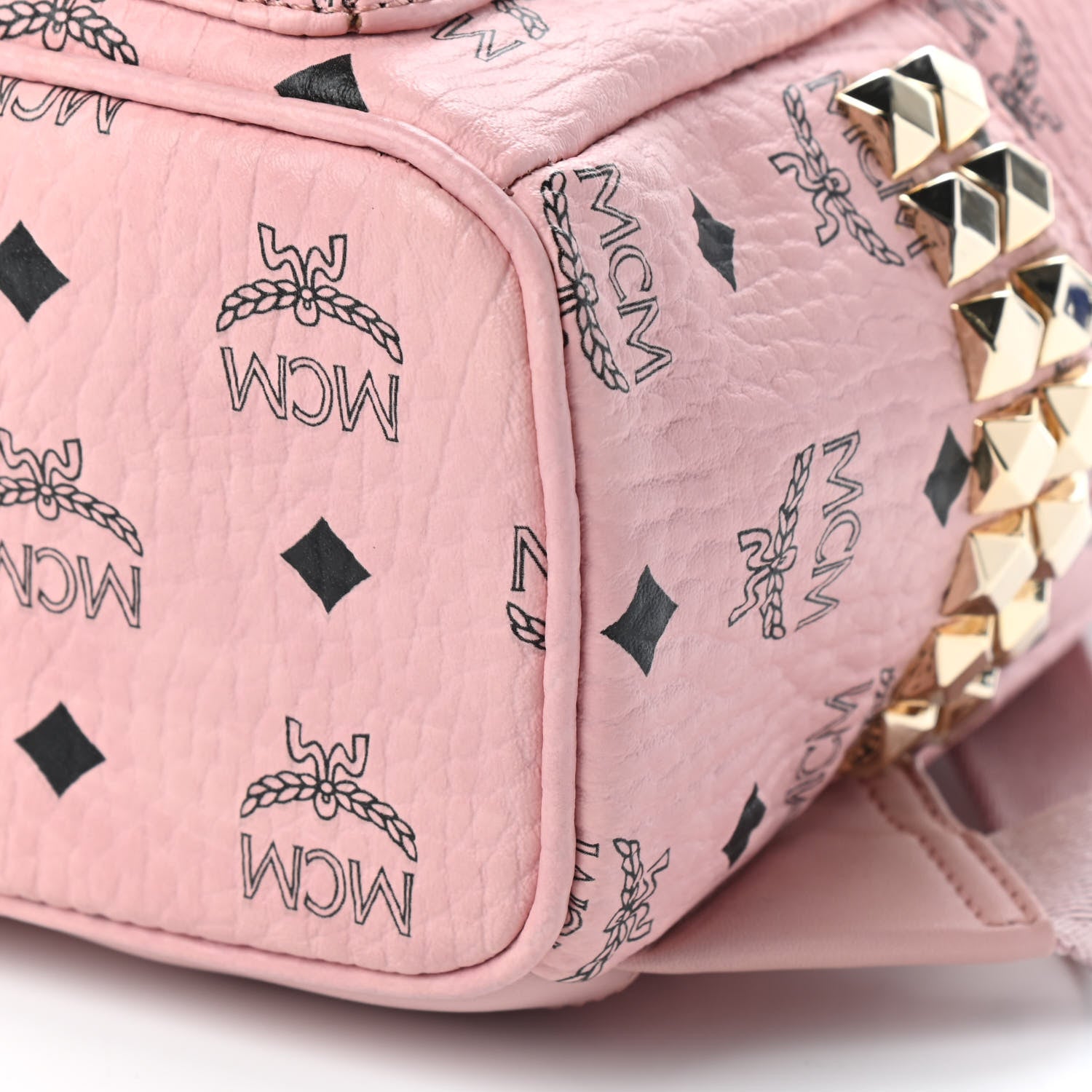 MCM Visetos Side Stud Mini Stark Backpack Pink 9 of 9