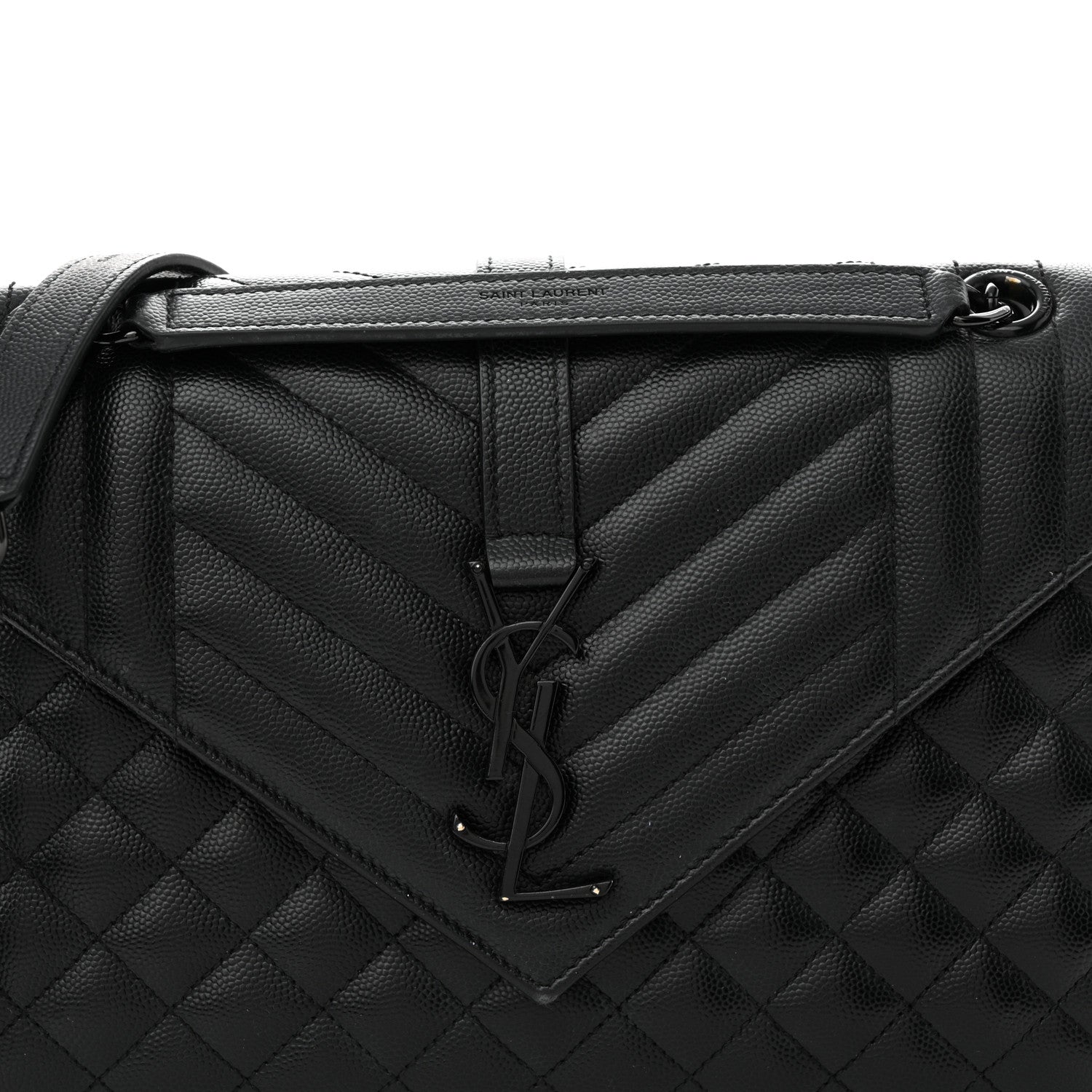 Saint Laurent Grain De Poudre Textured Mixed Matelasse Triquilt Medium Monogram Monochrome Satchel Black 7 of 13