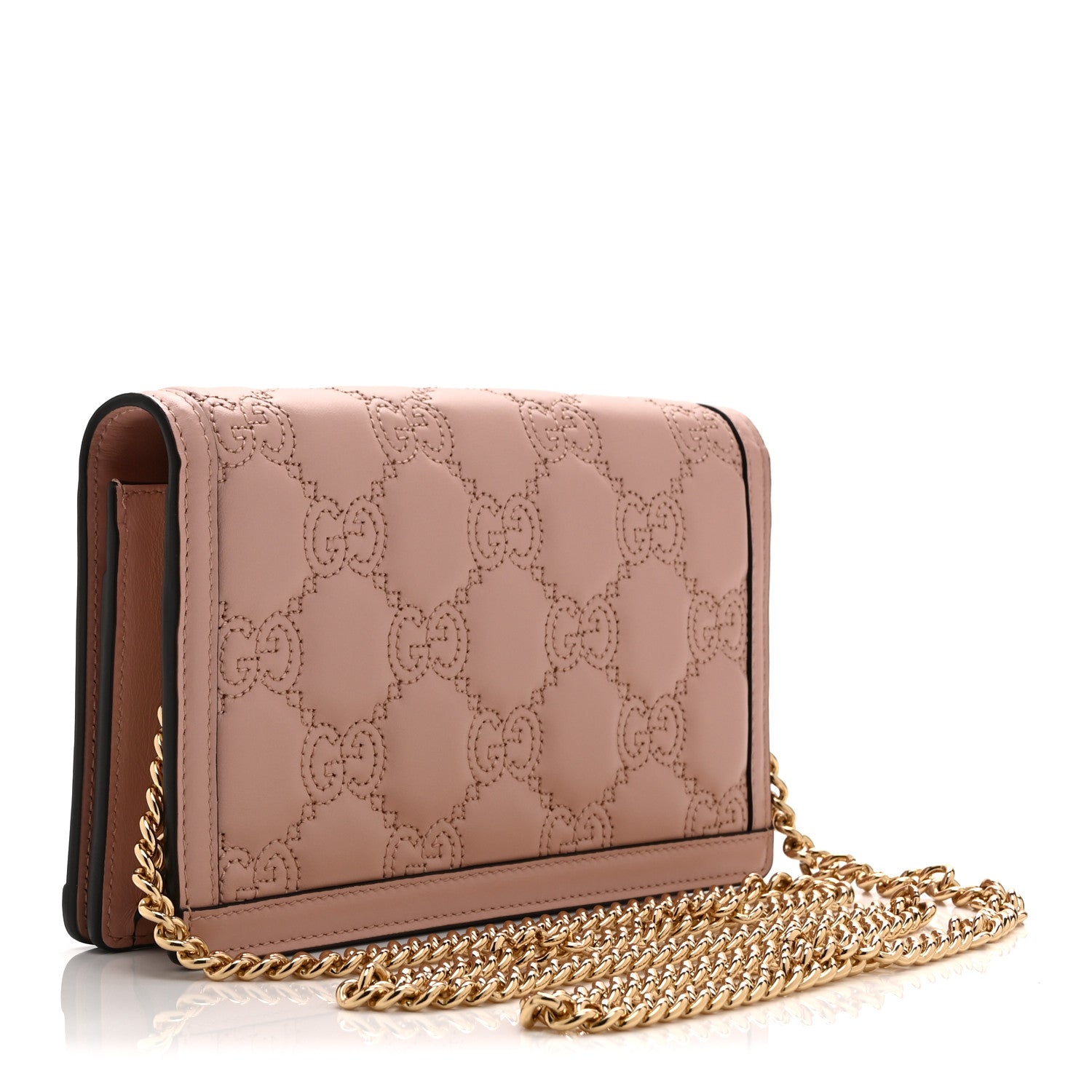 Gucci Calfskin GG Matelasse Chain Wallet Rhodamine Light Pink 3 of 11