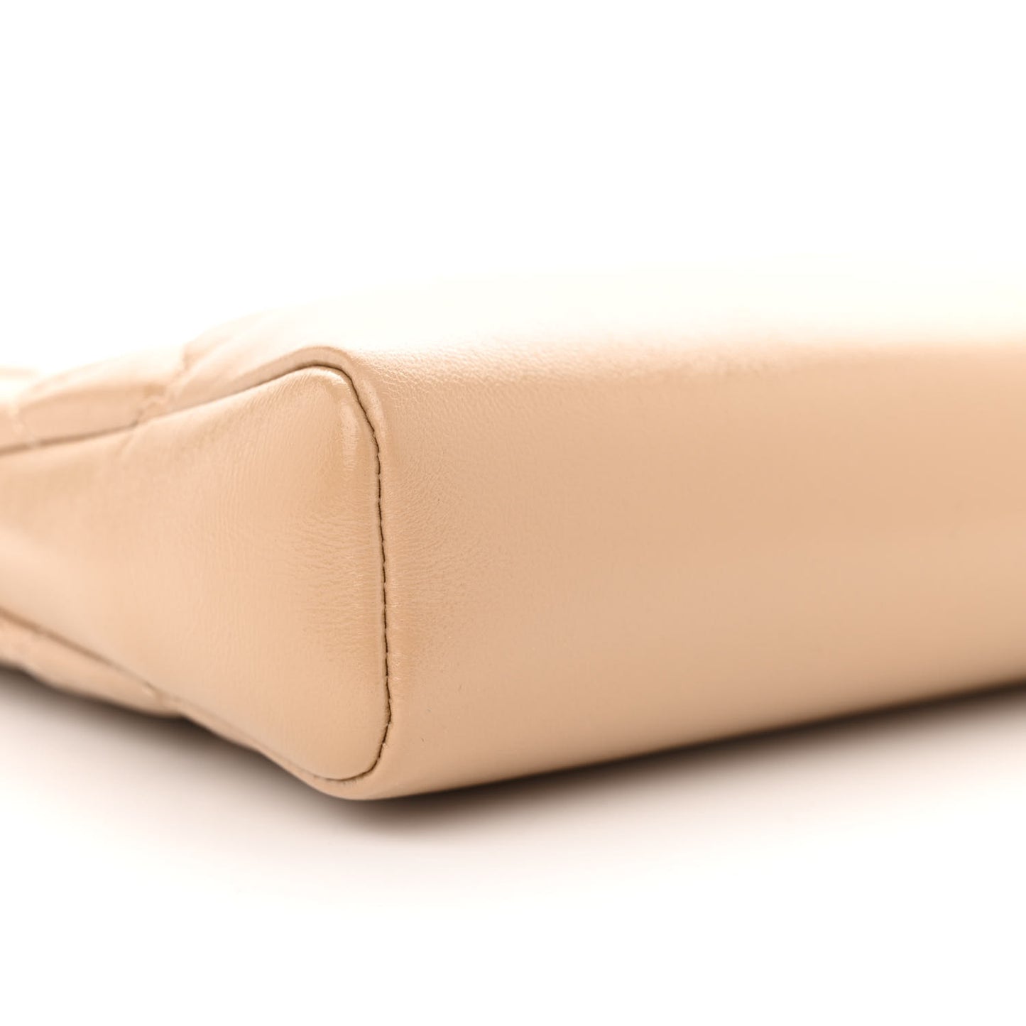 Shiny Crumpled Calfskin Quilted Mini 31 Shopping Bag Dark Beige