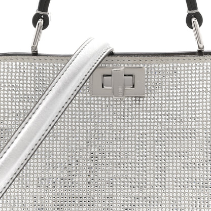 Fendi Crystal Vitello Laminato FF Petite Peekaboo I SEE U Satchel Crystal Argento 8 of 10