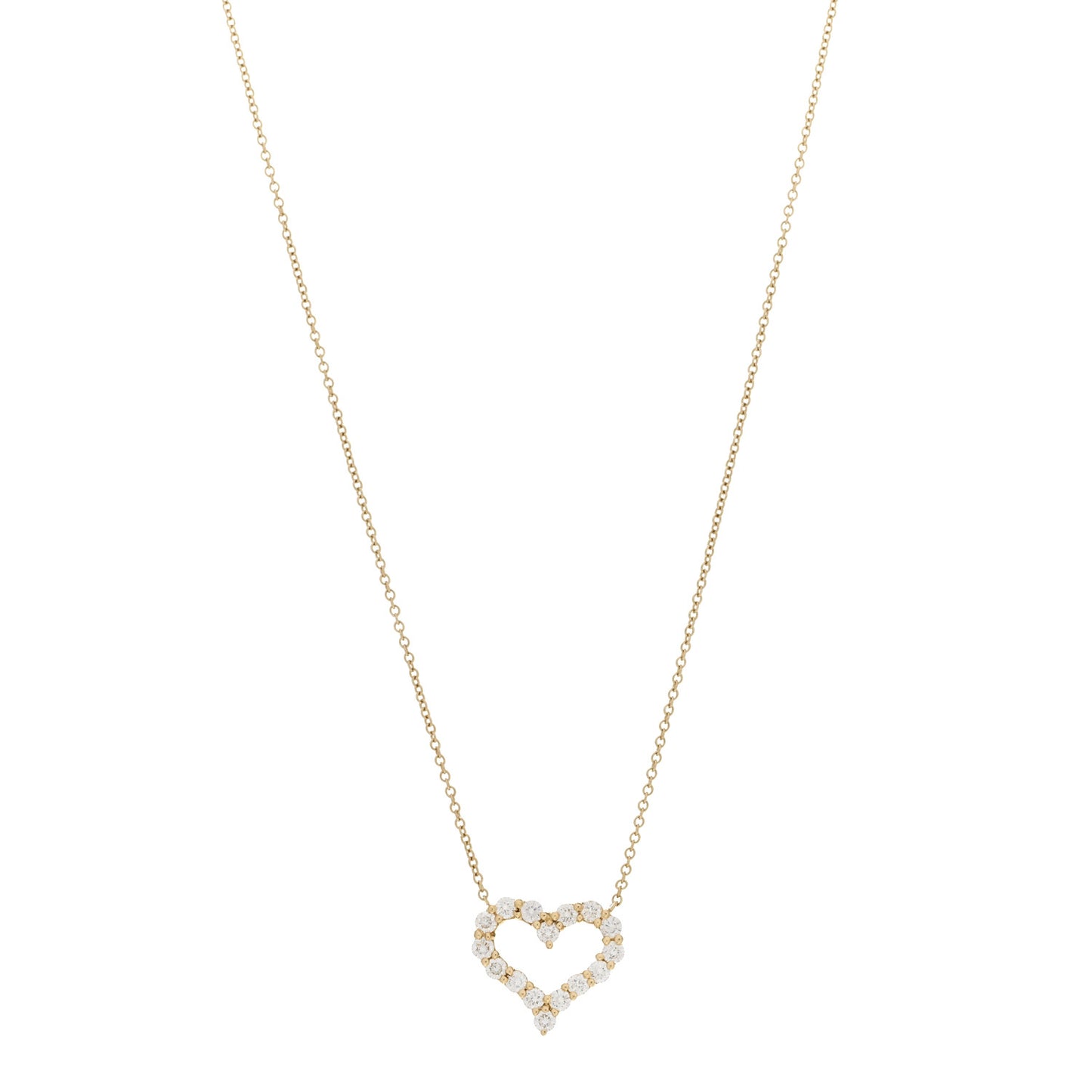 18K Yellow Gold Diamond Small Heart Pendant Necklace