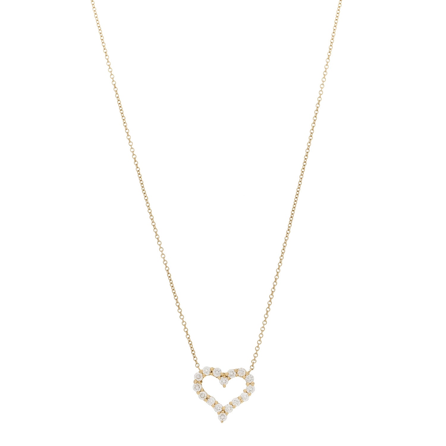 Tiffany 18K Yellow Gold Diamond Small Heart Pendant Necklace 1 of 5