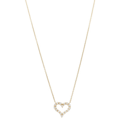 Tiffany 18K Yellow Gold Diamond Small Heart Pendant Necklace 1 of 5
