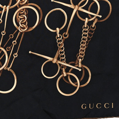 Gucci Silk Twill Horsebit Square Scarf Black 2 of 5