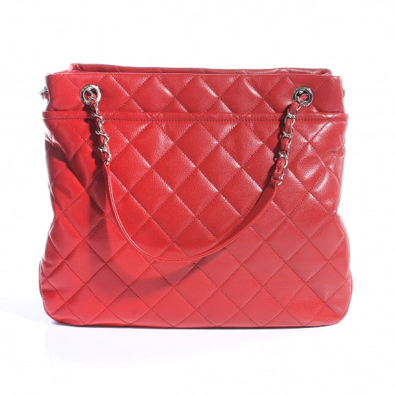 Caviar Timeless Large Shopping Tote Red