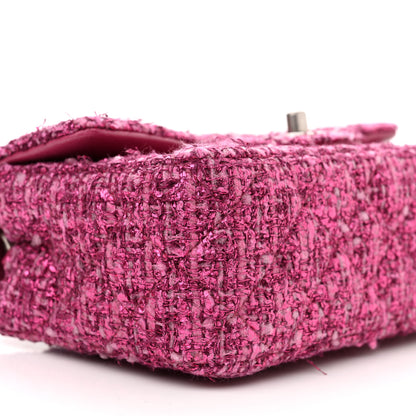 Chanel Metallic Tweed Quilted Mini Rectangular Flap Pink 10 of 13