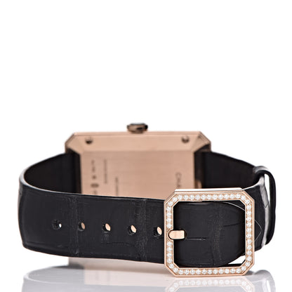 Chanel 18K Beige Gold Alligator Diamond Bezel 29mm Boy-Friend Manual Winding Watch Black 4 of 10