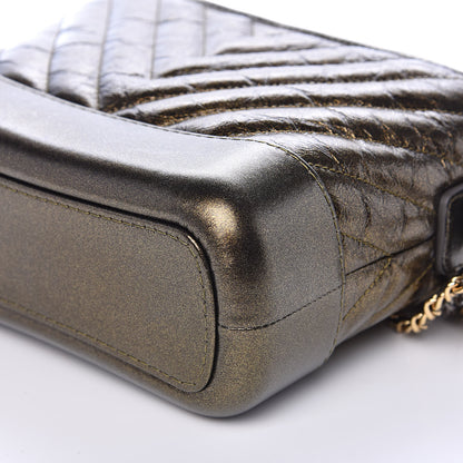 Chanel Metallic Calfskin Chevron Quilted Small Gabrielle Hobo Gold 7 of 12