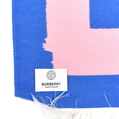 Burberry Wool Silk Love Logo Scarf Blue 4 of 4