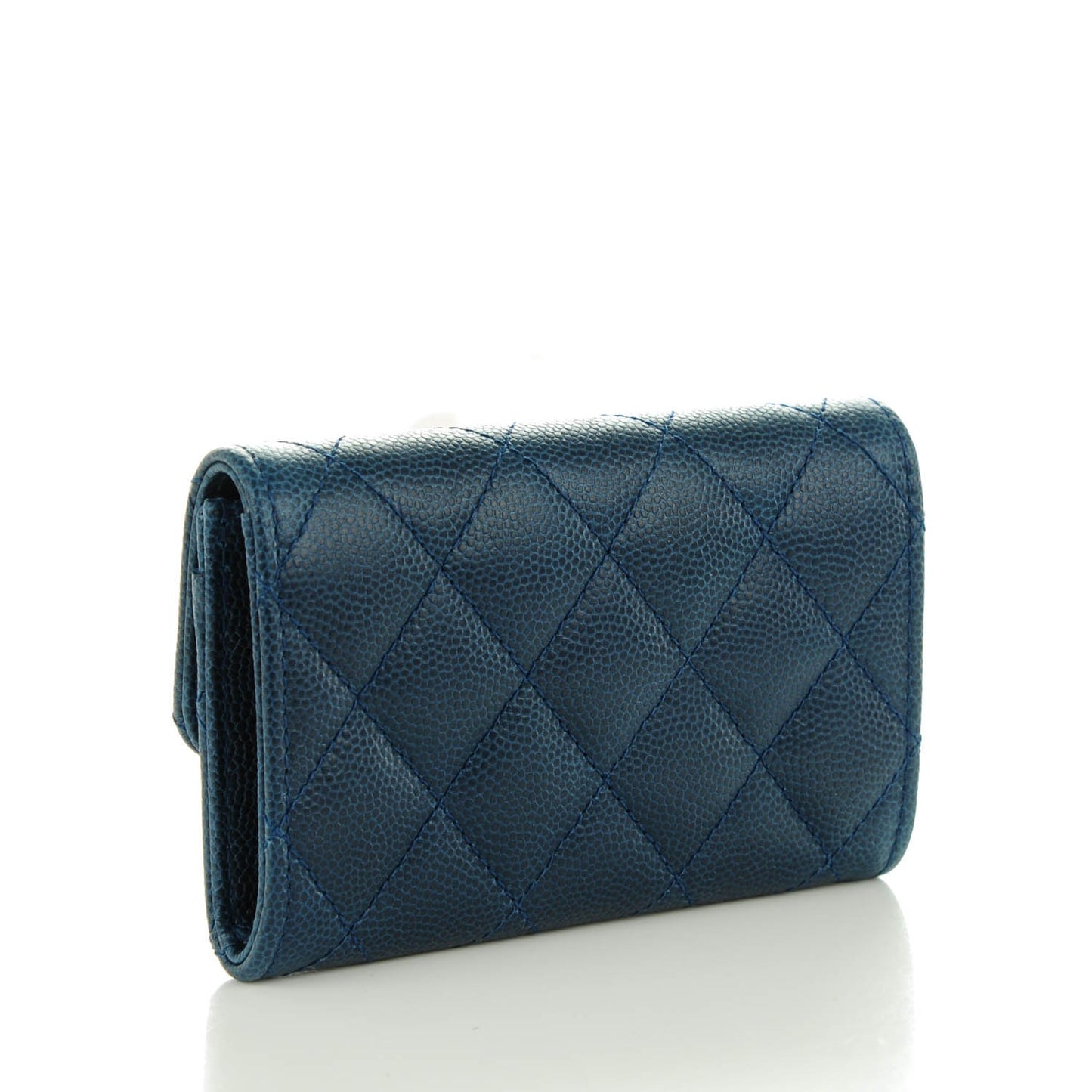 Caviar Quilted Card Holder Blue