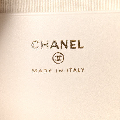 Chanel Printed Fabric Clutch With Chain Beige Light Beige 5 of 9