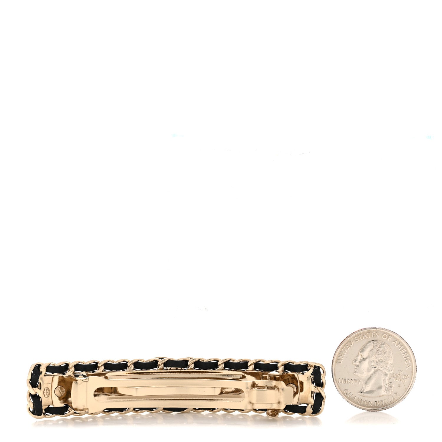 Chanel Metal Denim CC Hair Clip Barrette Blue Gold 2 of 5