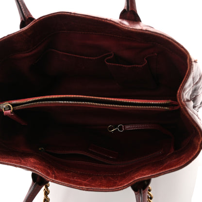 Chanel Glazed Caviar Quilted Small Shiva Tote Burgundy 5 of 10